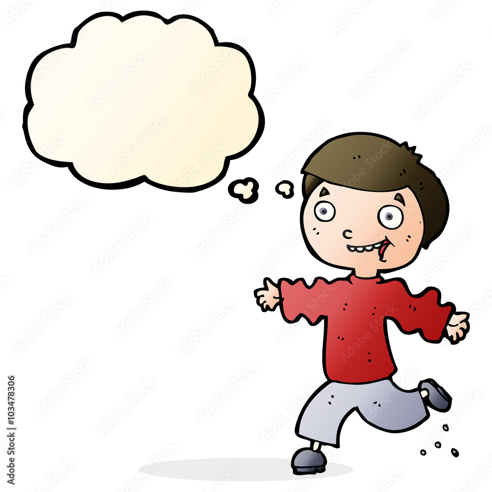 cartoon excited boy with thought bubble cartoon excited boy with thought bubble