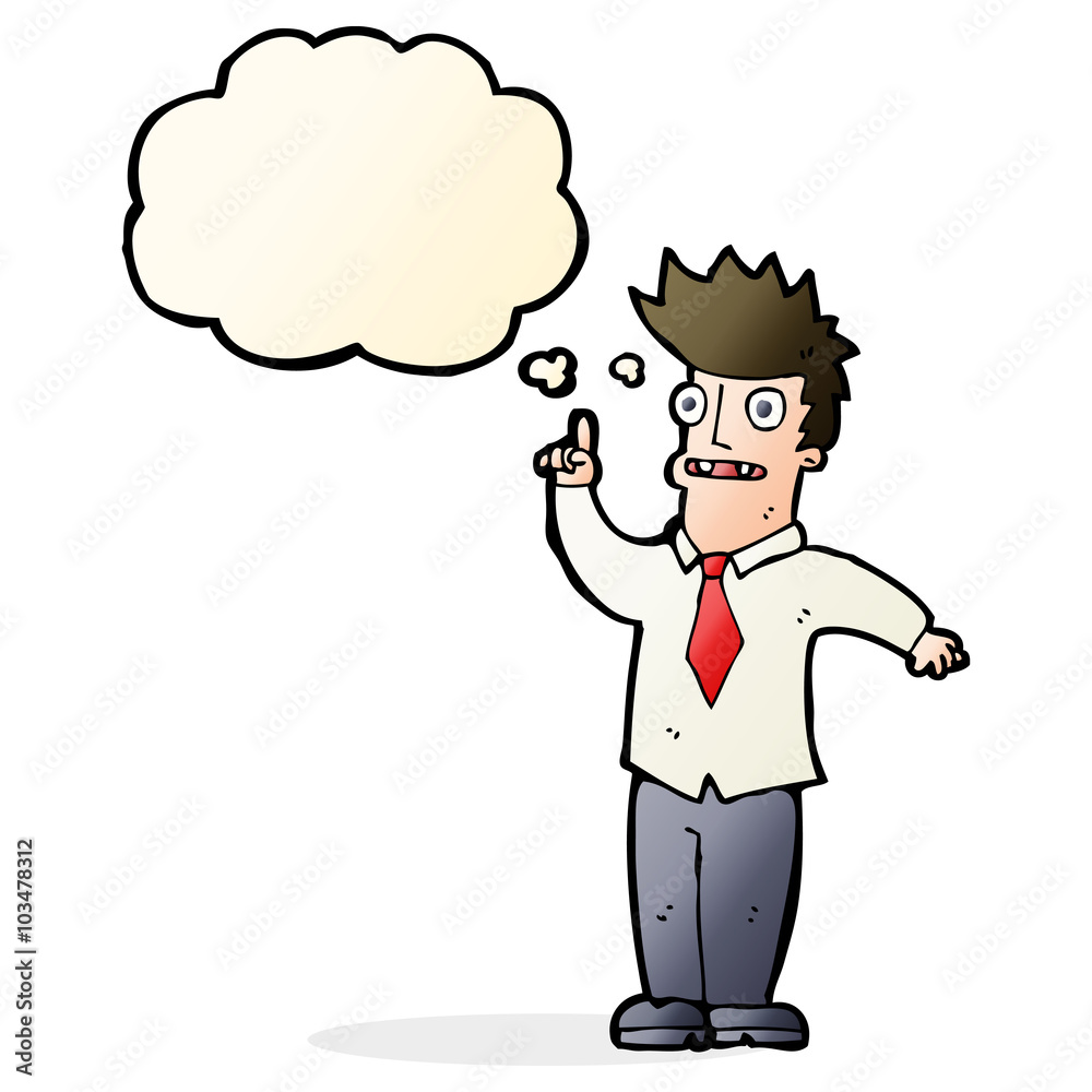 cartoon man with idea with thought bubble cartoon man with idea with thought bubble