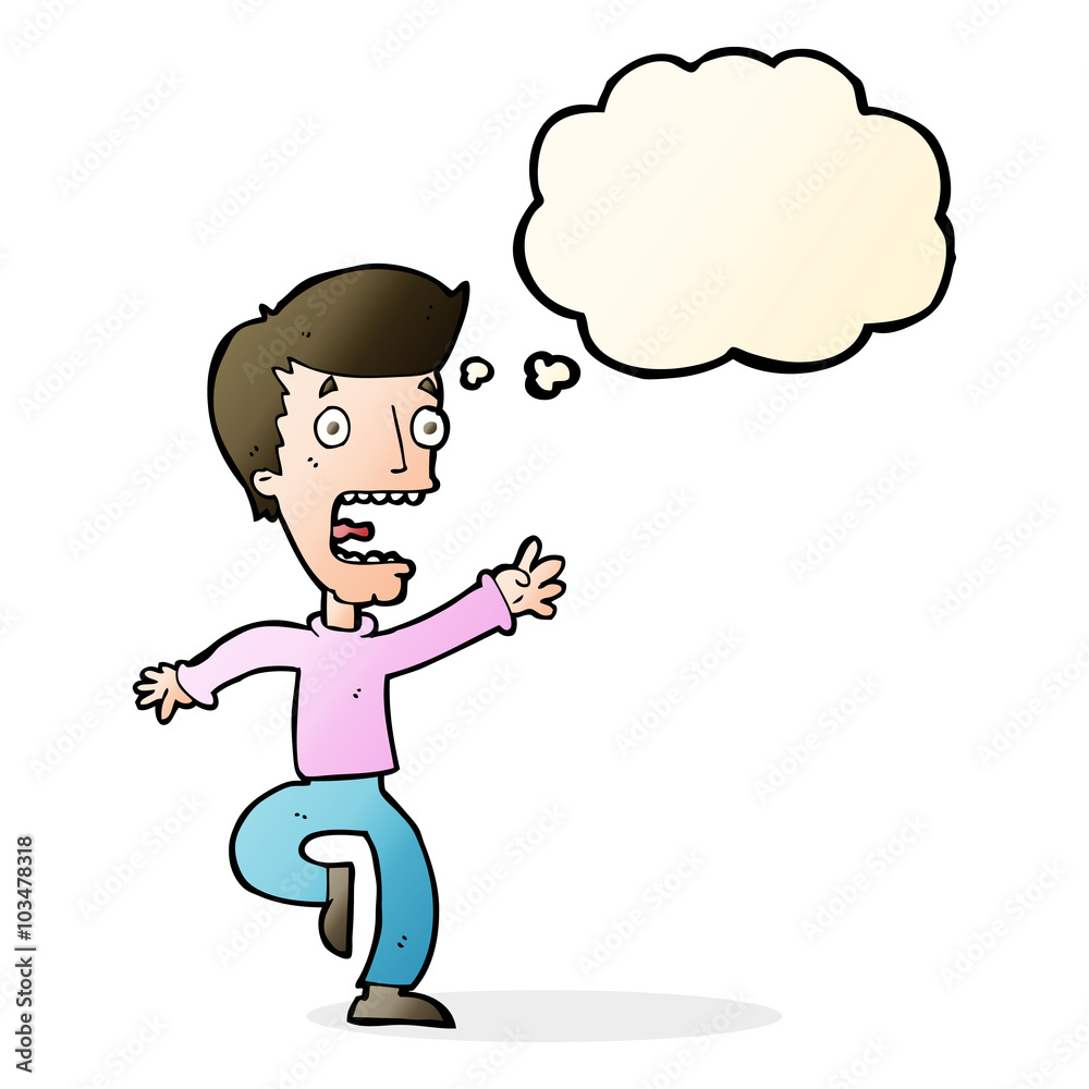 cartoon terrified man with thought bubble cartoon terrified man with thought bubble