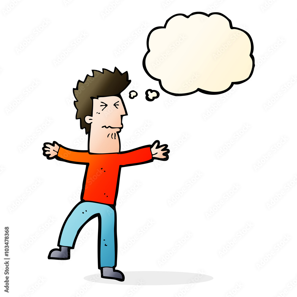 cartoon stressed man with thought bubble cartoon stressed man with thought bubble