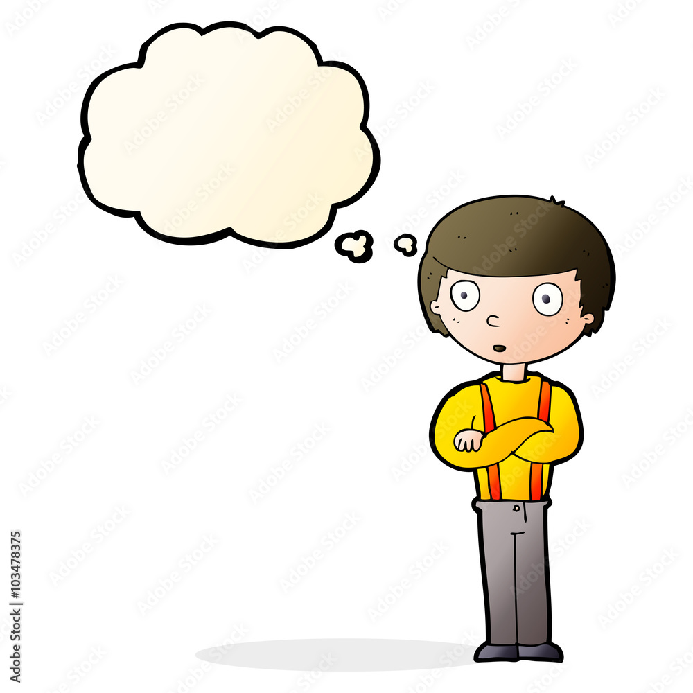 cartoon staring boy with thought bubble cartoon staring boy with thought bubble