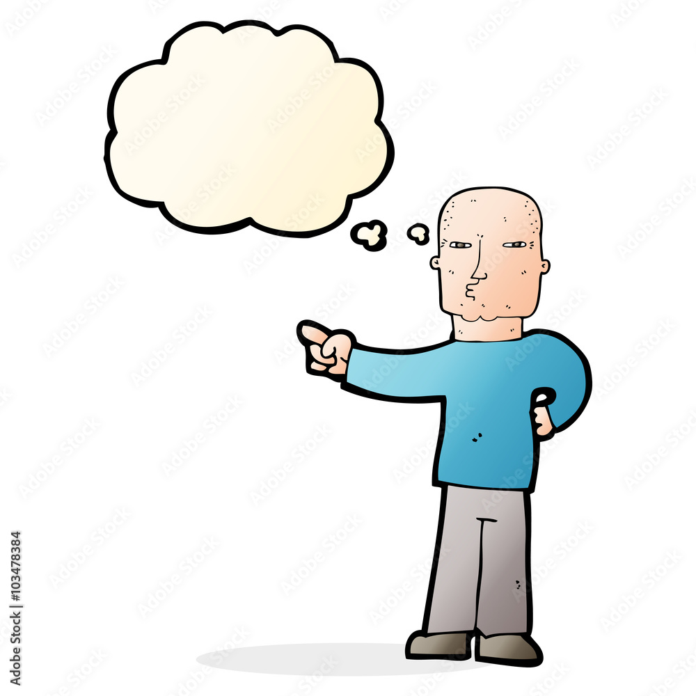 cartoon pointing man with thought bubble cartoon pointing man with thought bubble