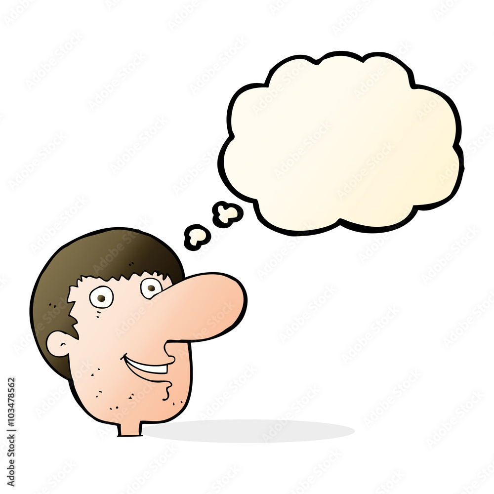 cartoon happy male face with thought bubble cartoon happy male face with thought bubble