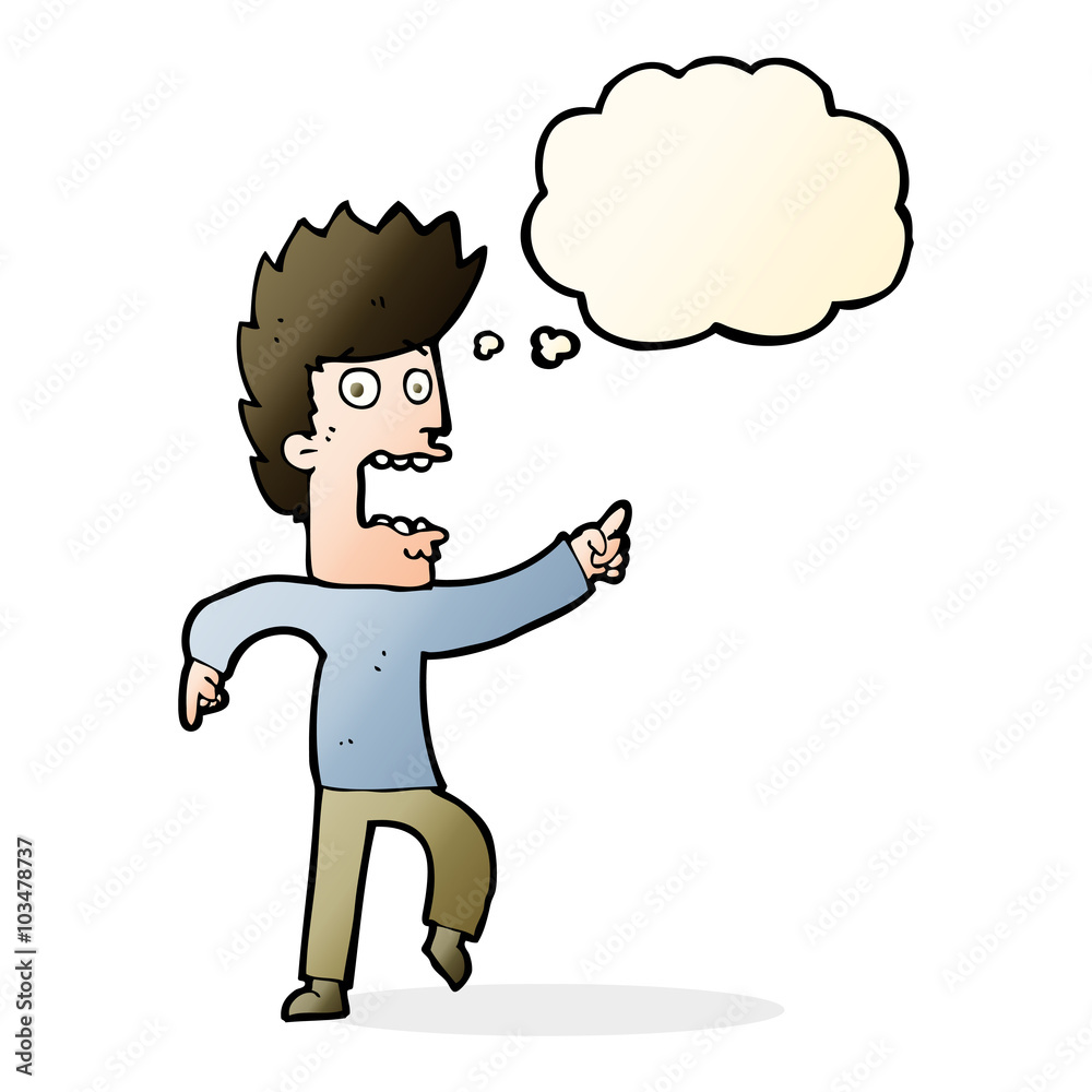 cartoon terrified man with thought bubble cartoon terrified man with thought bubble