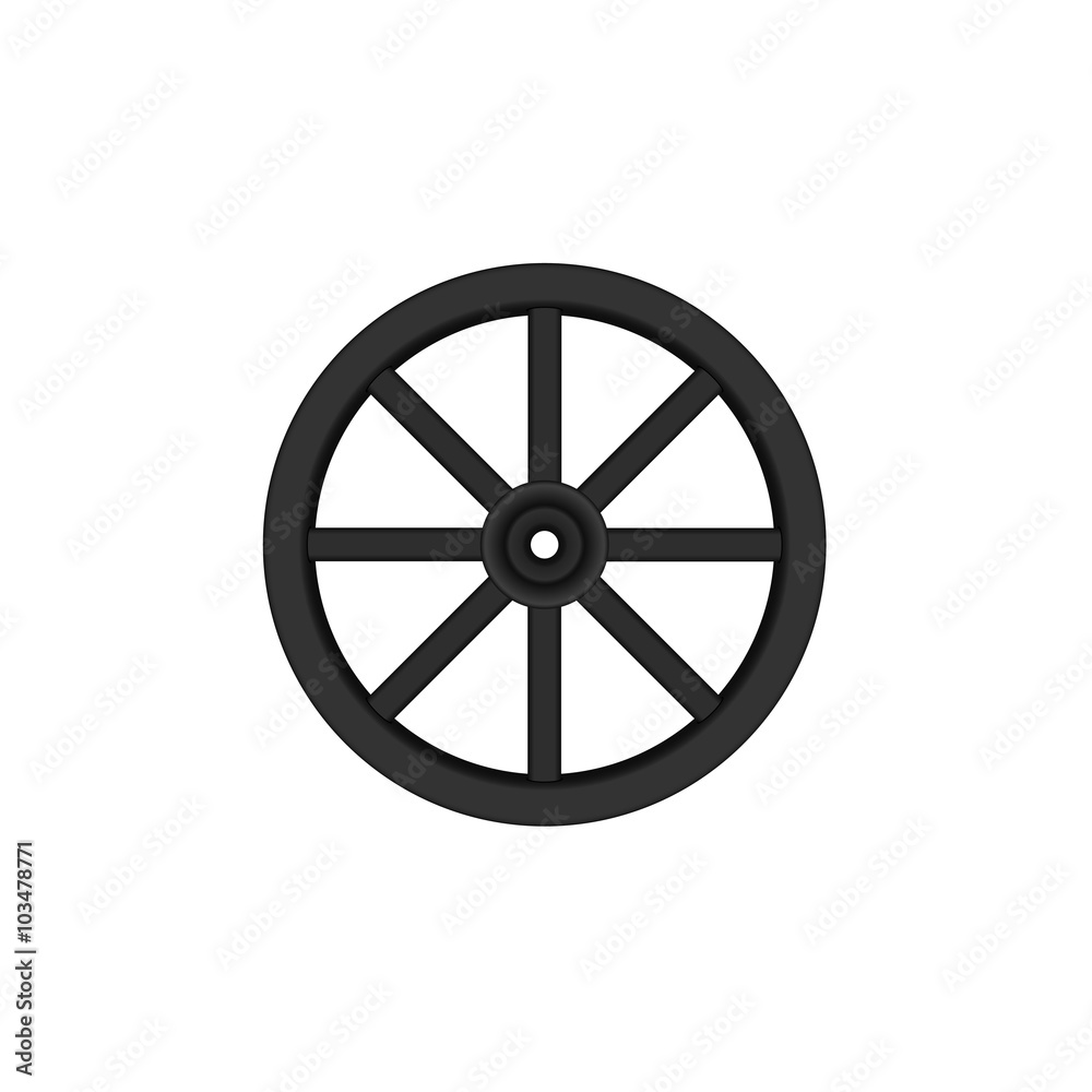 Vintage wooden wheel in black design