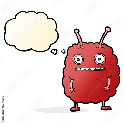 cartoon funny alien monster with thought bubble