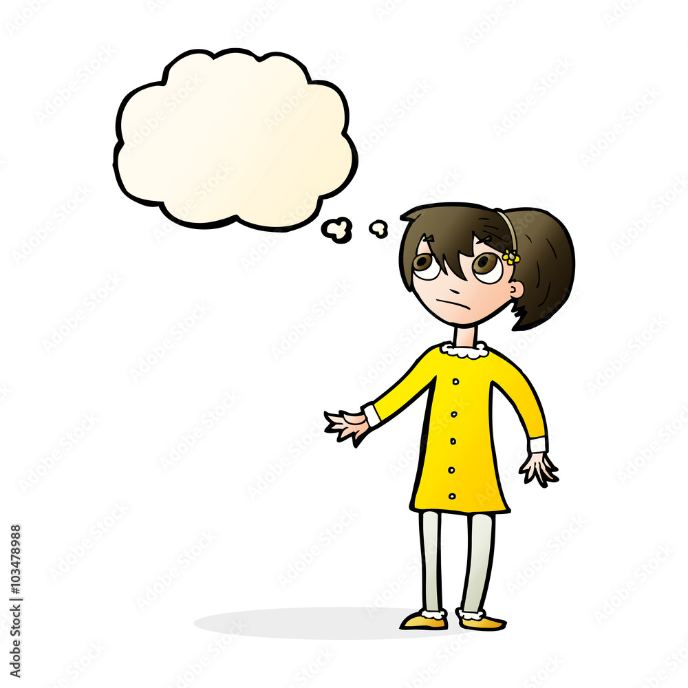 cartoon worried girl with thought bubble cartoon worried girl with thought bubble
