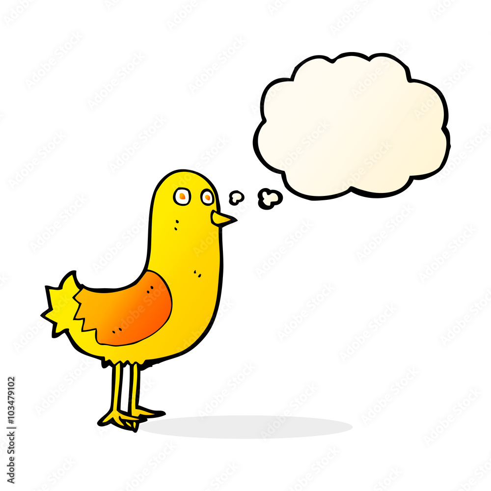 cartoon bird with thought bubble cartoon bird with thought bubble