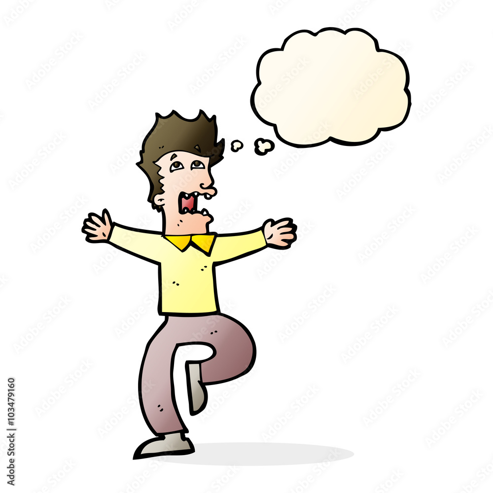 cartoon terrified man with thought bubble cartoon terrified man with thought bubble