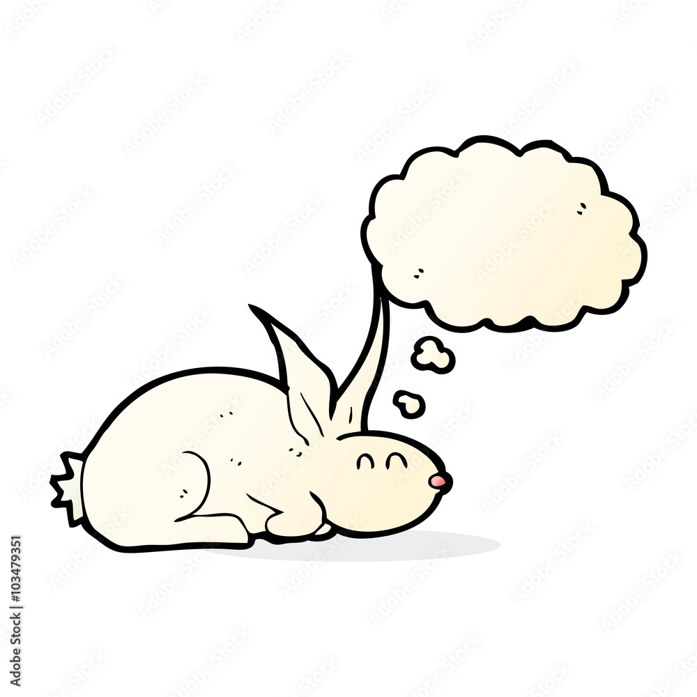 cartoon rabbit with thought bubble cartoon rabbit with thought bubble