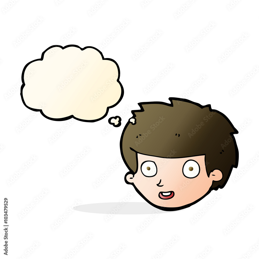 cartoon happy boy's face with thought bubble cartoon happy boy's face with thought bubble