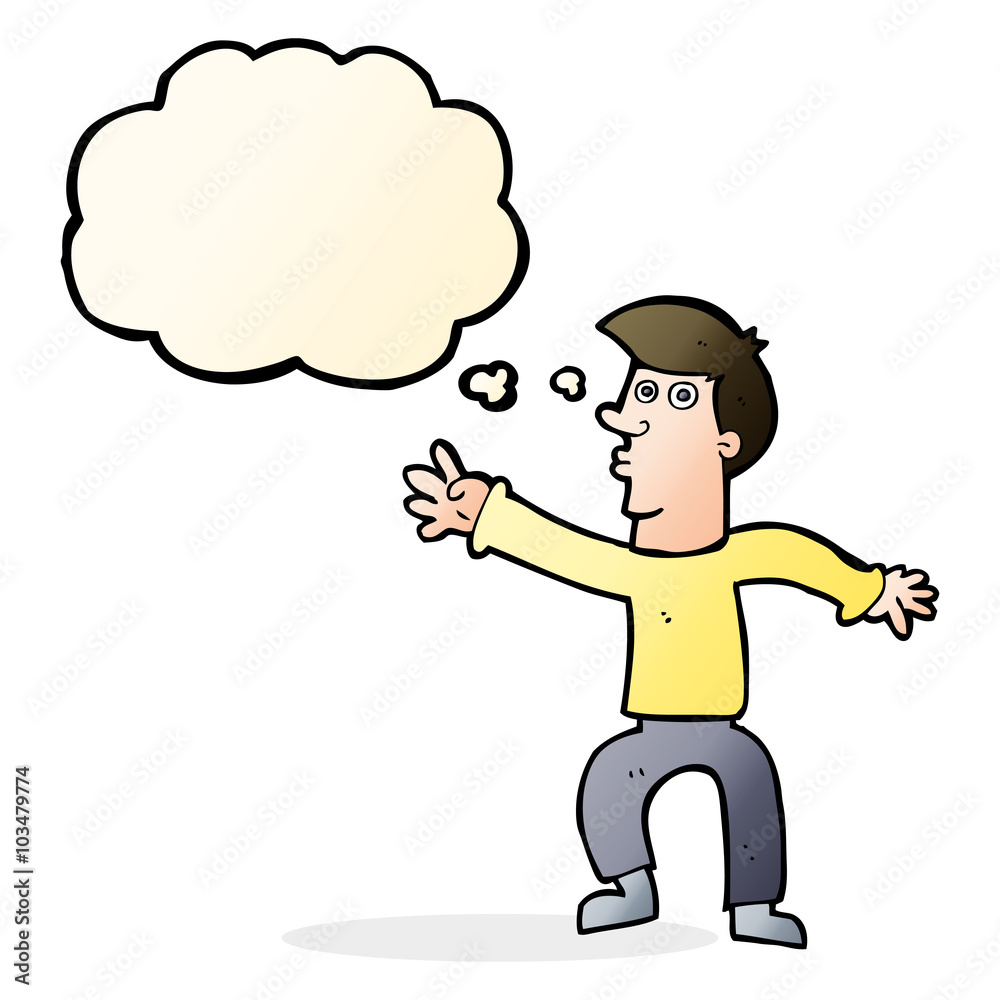 cartoon reaching man with thought bubble cartoon reaching man with thought bubble