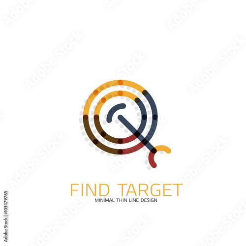 Vector thin line design logo magnifying glass, search and find or zoom logotype concept. Linear minimalistic business icon