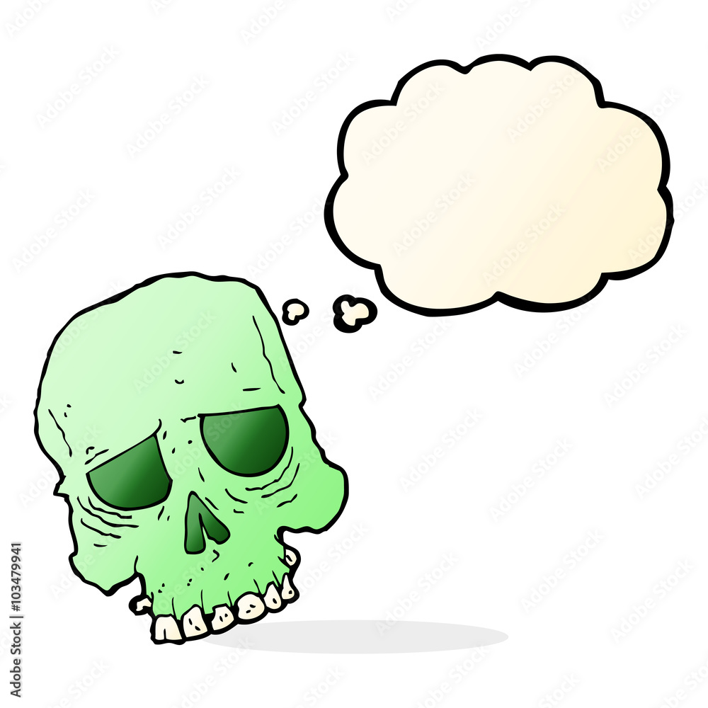 cartoon spooky skull with thought bubble cartoon spooky skull with thought bubble