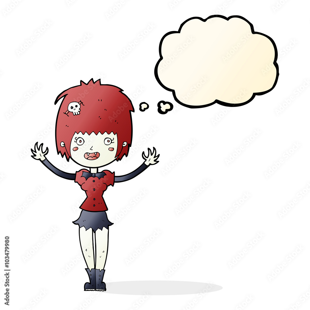 cartoon vampire girl with thought bubble cartoon vampire girl with thought bubble