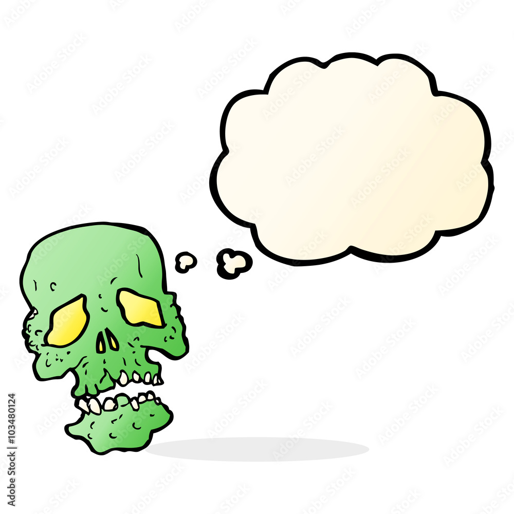 cartoon skull with thought bubble cartoon skull with thought bubble