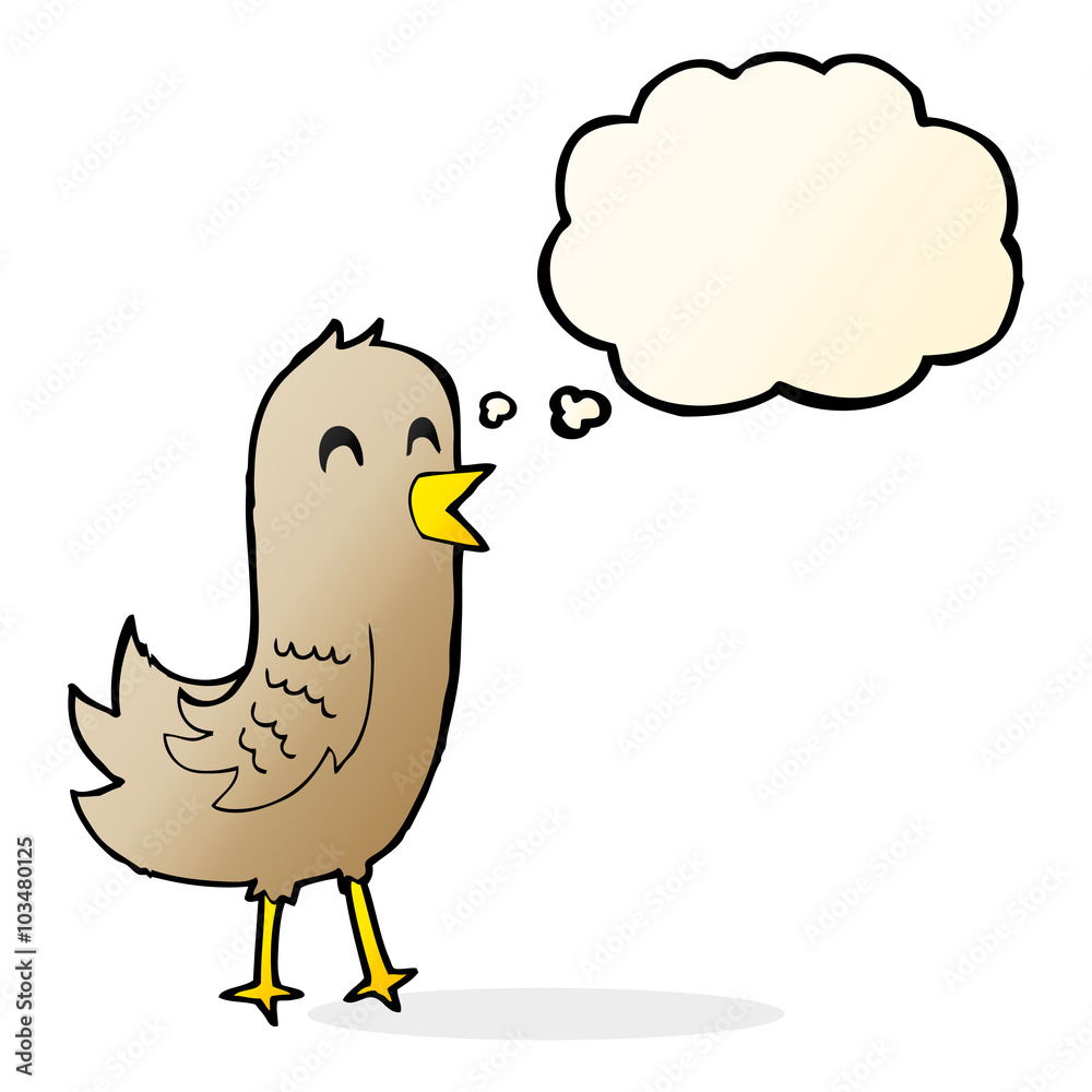 cartoon happy bird with thought bubble cartoon happy bird with thought bubble
