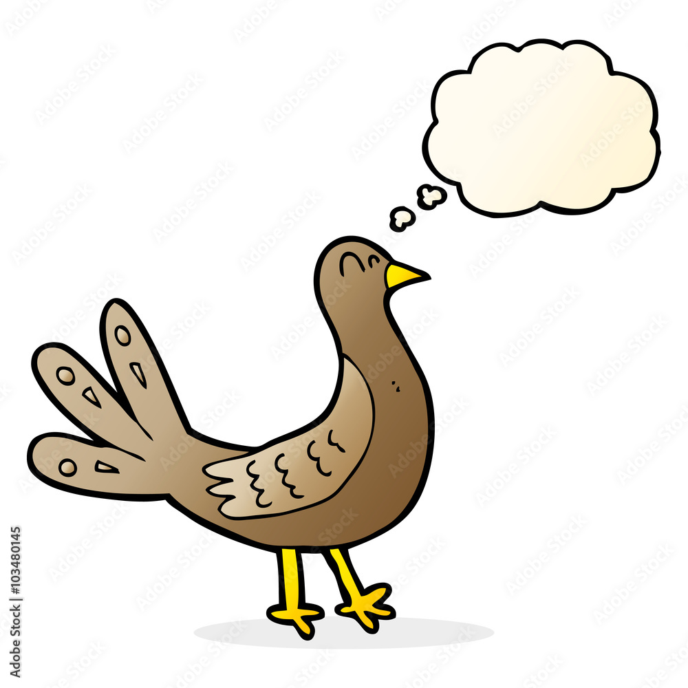 cartoon bird with thought bubble cartoon bird with thought bubble