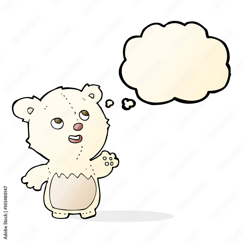 cartoon happy little teddy polar bear with thought bubble cartoon happy little teddy polar bear with thought bubble