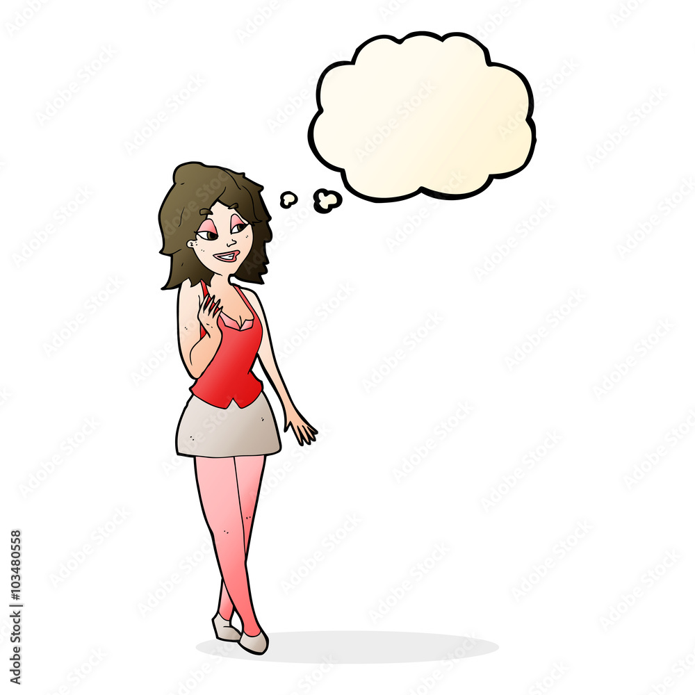 cartoon attractive office woman with thought bubble cartoon attractive office woman with thought bubble