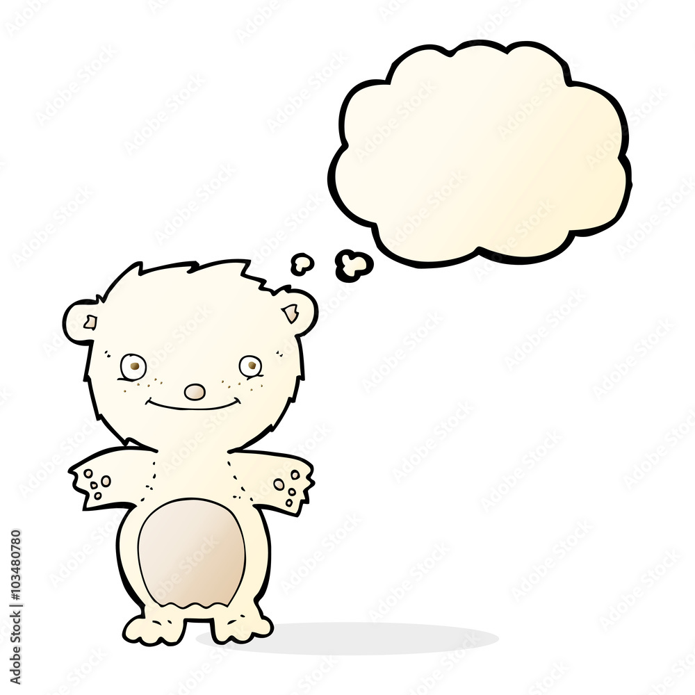 cartoon happy little polar bear with thought bubble cartoon happy little polar bear with thought bubble