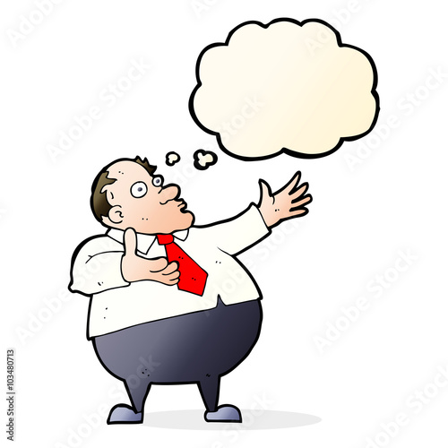 cartoon exasperated middle aged man with thought bubble
