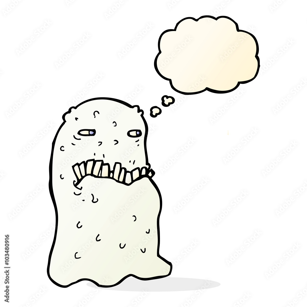 cartoon gross ghost with thought bubble cartoon gross ghost with thought bubble