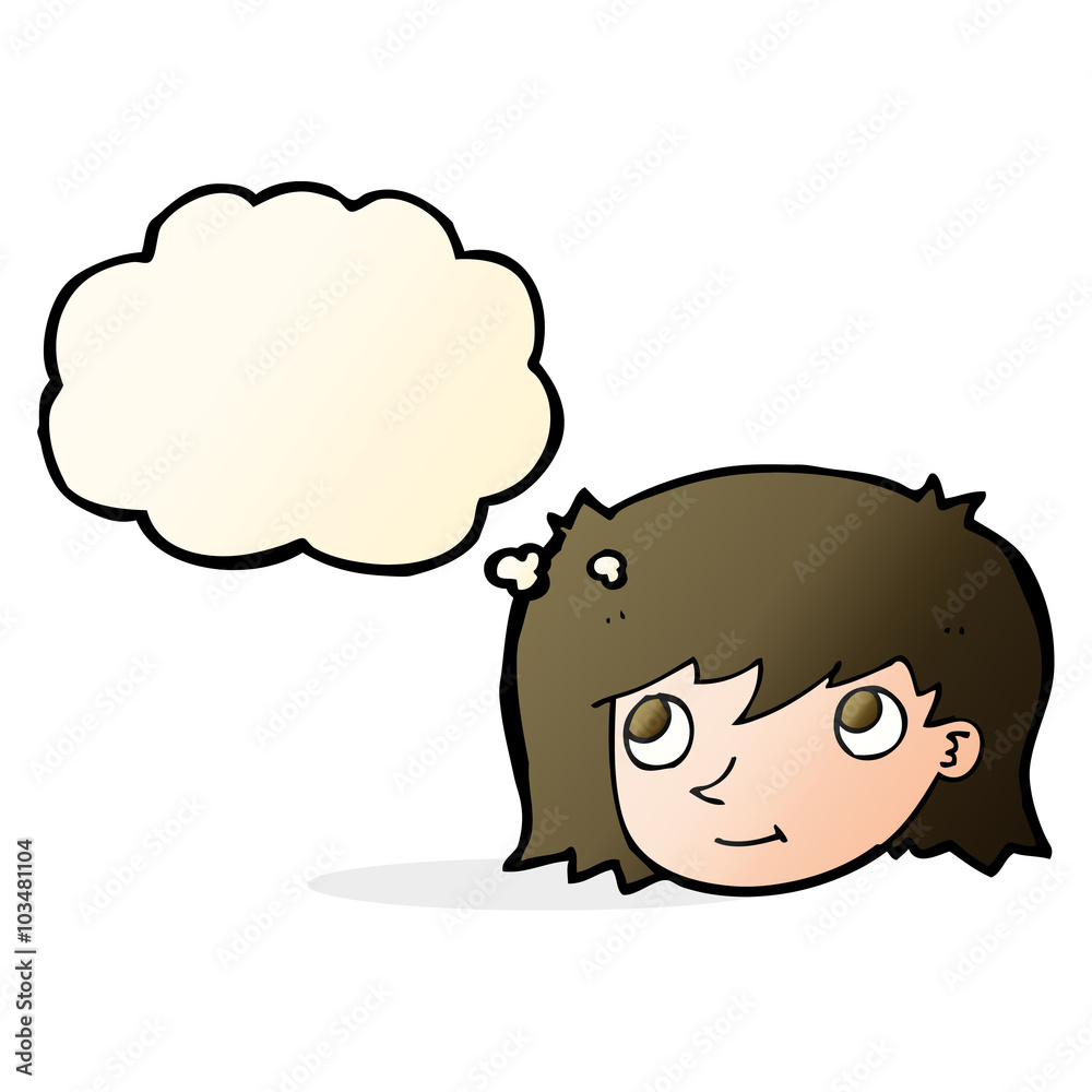 cartoon female face with thought bubble cartoon female face with thought bubble