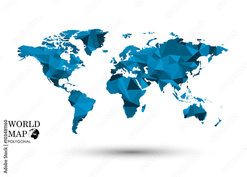 Fototapeta premium Polygonal World Map vector.