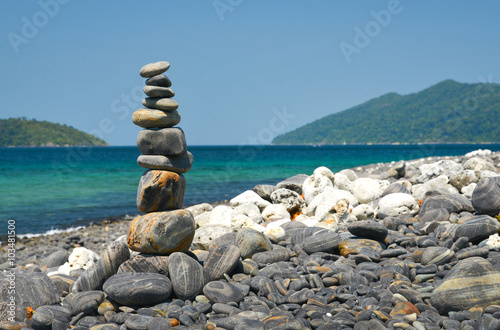 Stack of stones on Koh Hin ngam, Lipe island, Thailand photo