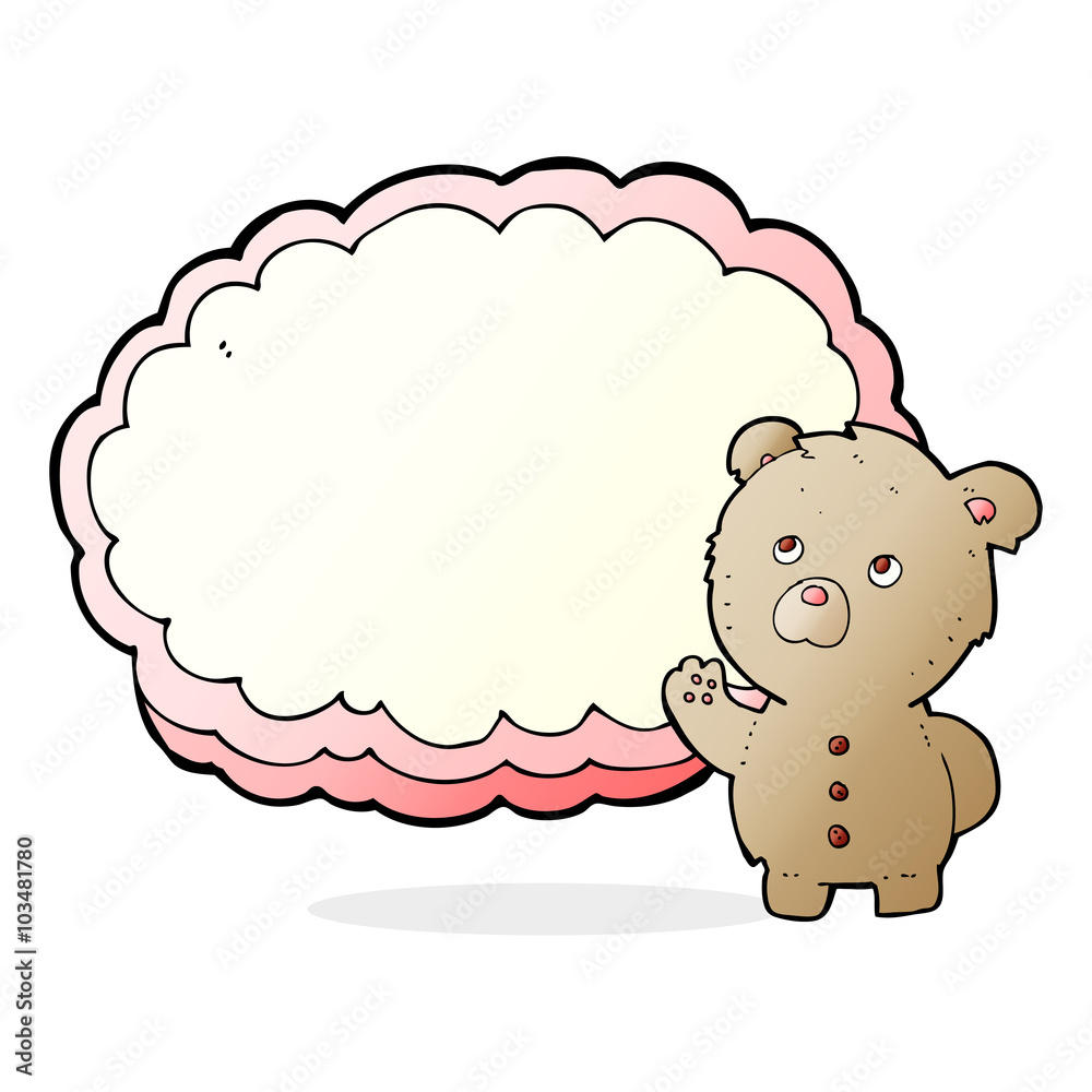 cartoon teddy bear with text space cloud cartoon teddy bear with text space cloud
