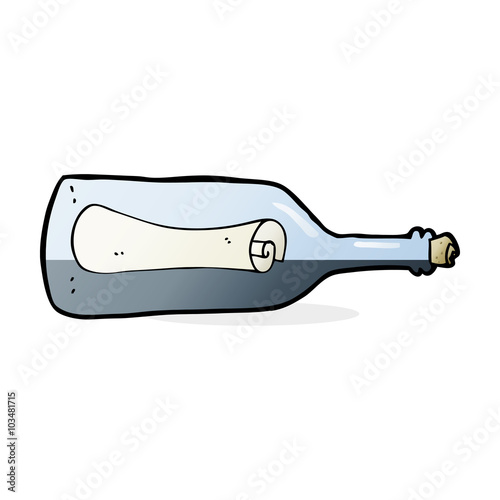 message in a bottle cartoon