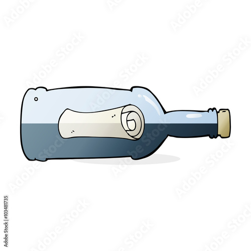 message in a bottle cartoon