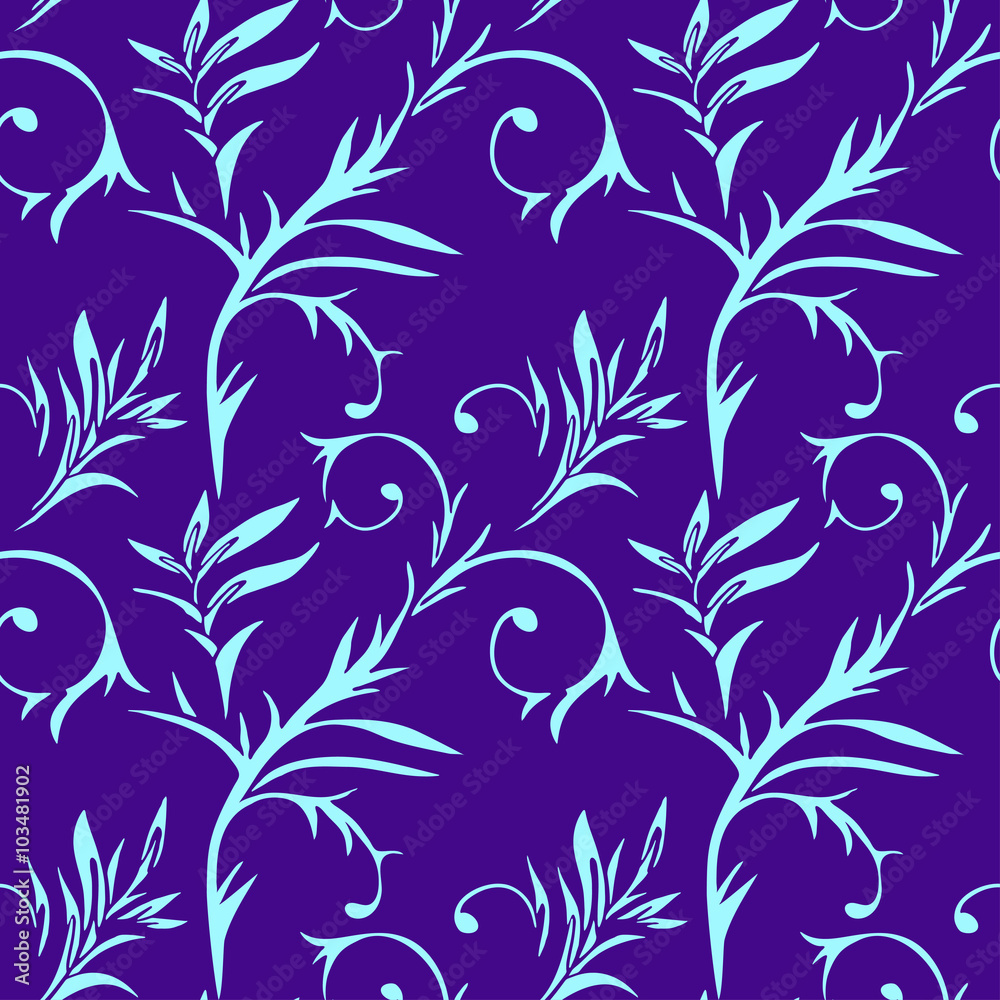 Seamless pattern with hand drawn floral elements.