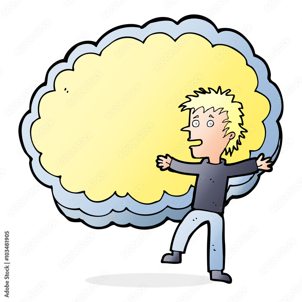 cartoon man with text space cloud cartoon man with text space cloud