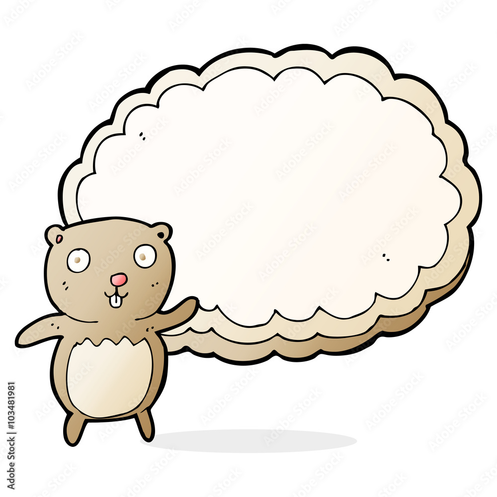 Fototapeta premium cartoon bear with text space cloud