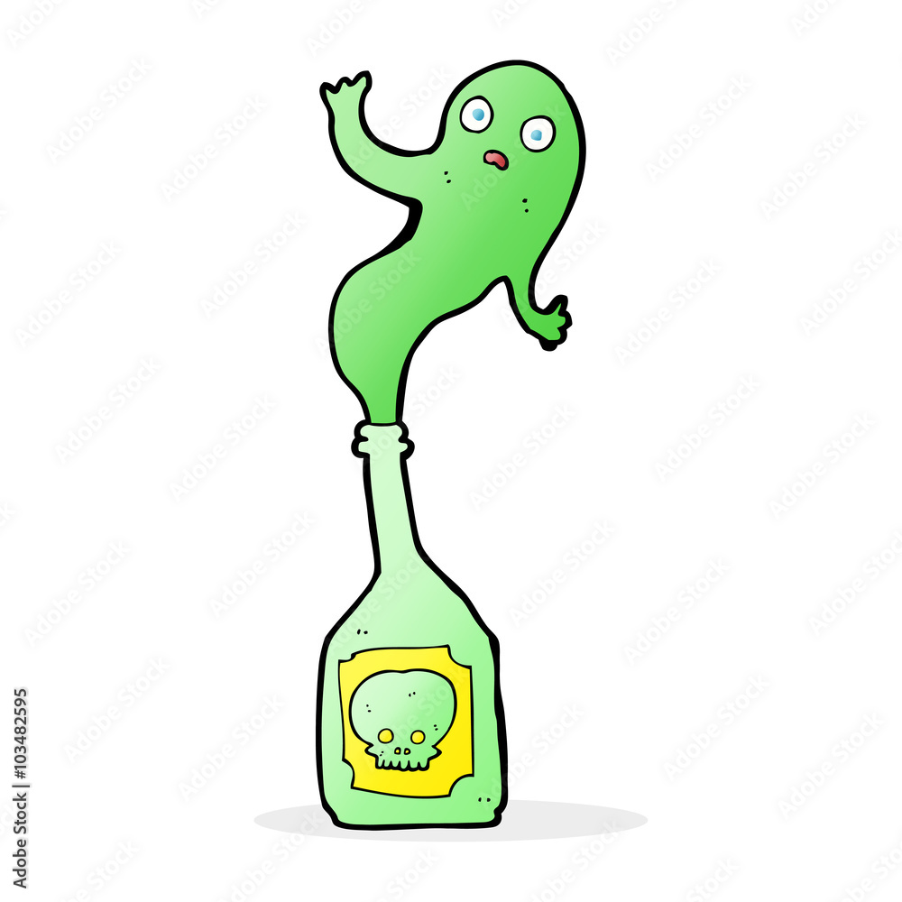 Obraz premium cartoon ghost in bottle