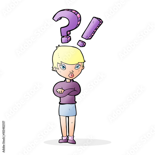 cartoon woman asking question