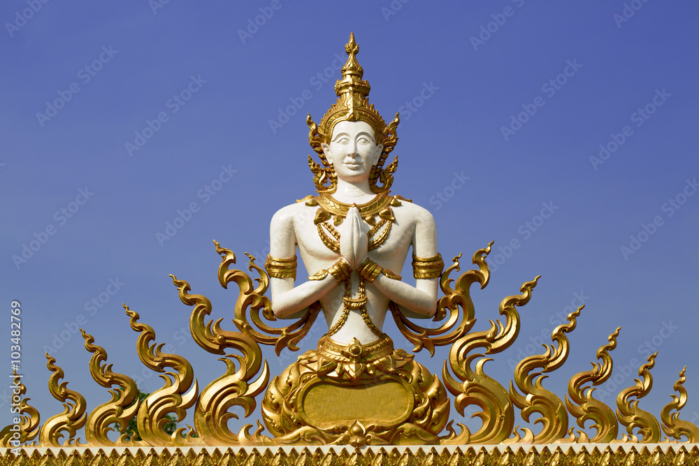 Fototapeta premium Thai style art carving temple in the Thailand.