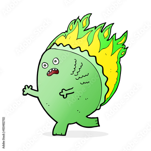 cartoon monster on fire