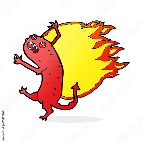 cartoon monster on fire