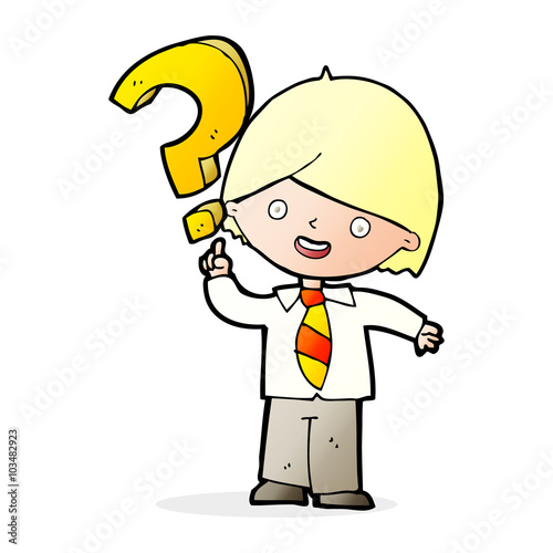 cartoon boy with question