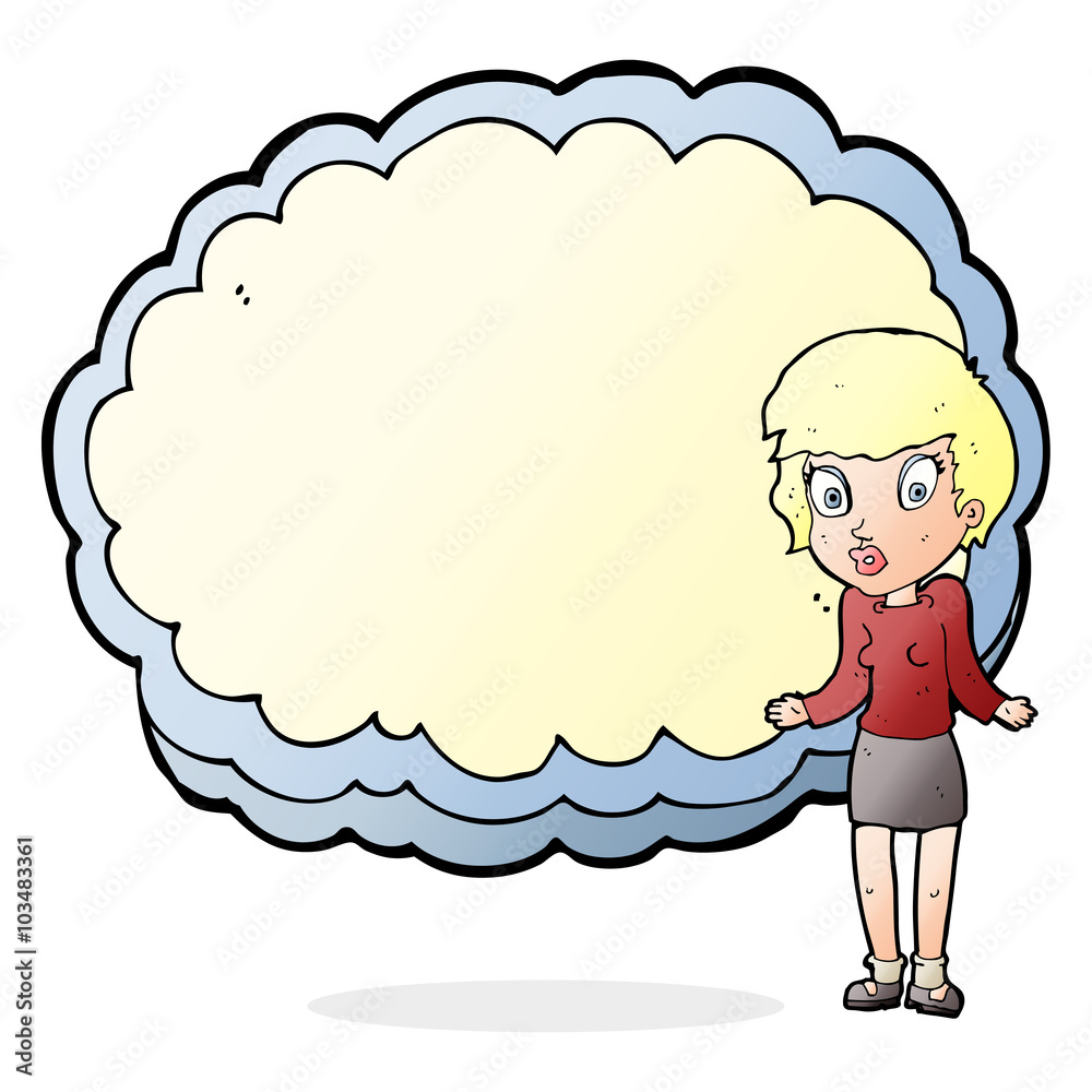 woman with text space cloud