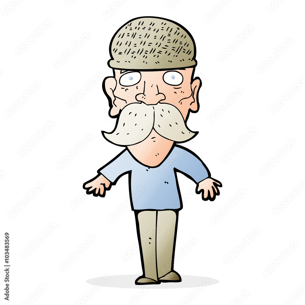 cartoon man wearing winter hat