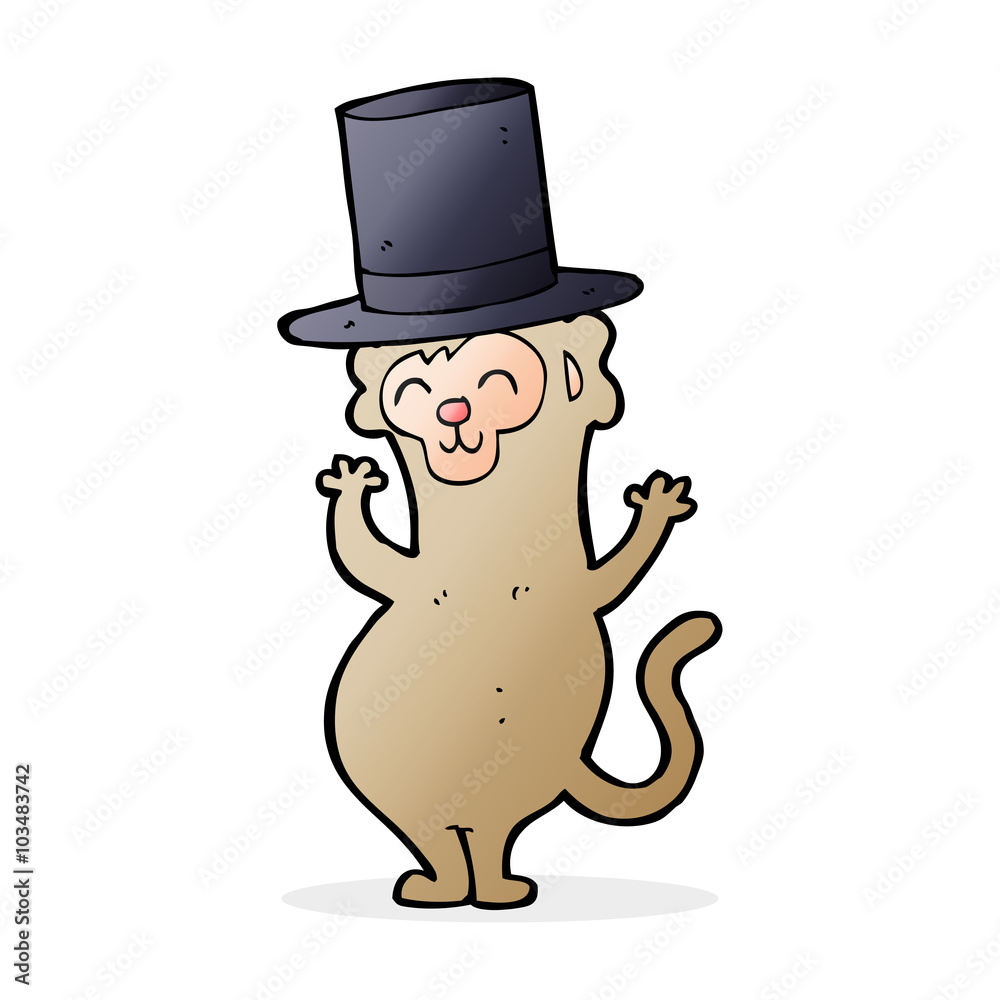 Fototapeta premium cartoon monkey wearing top hat