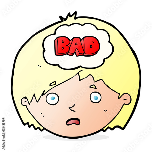 cartoon boy having bad thoughts