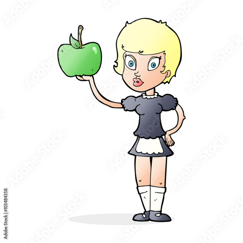 cartoon waitress with healthy food