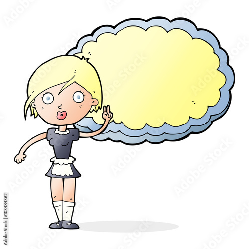 cartoon waitress with text space