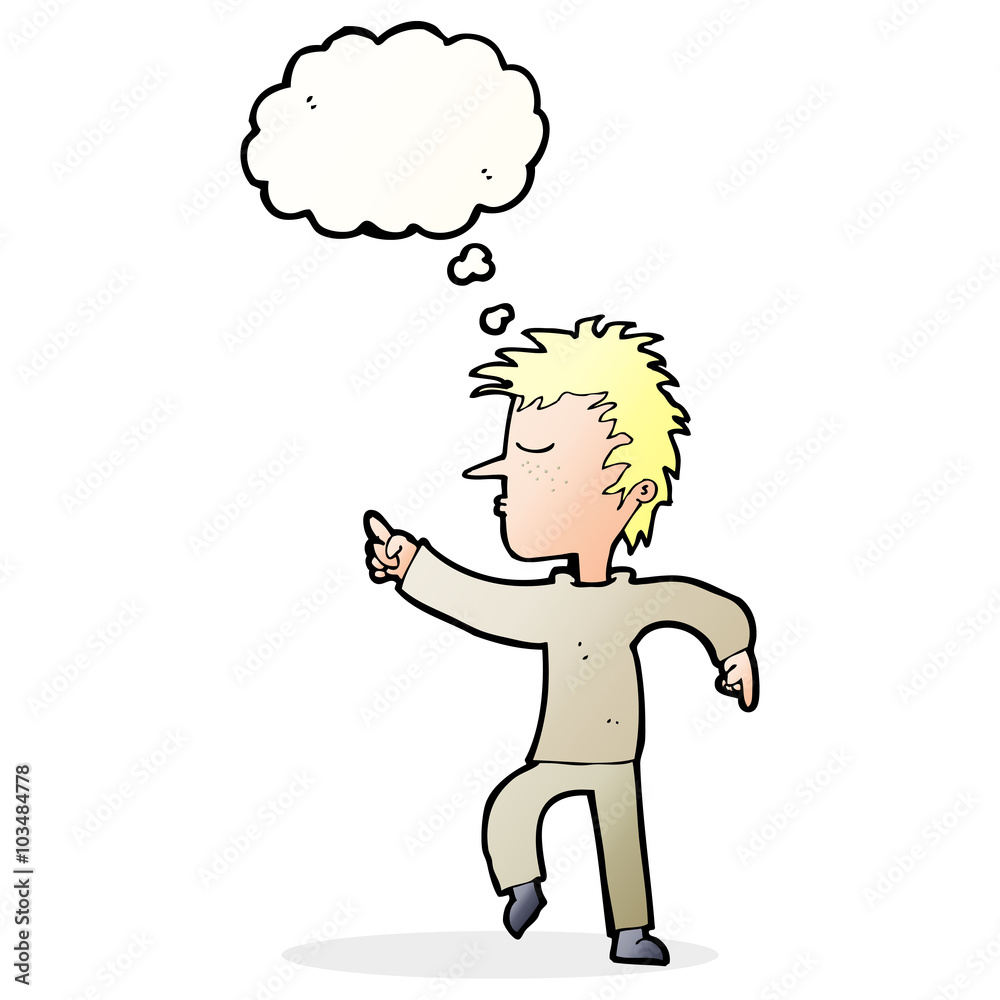 cartoon man pointing with thought bubble cartoon man pointing with thought bubble