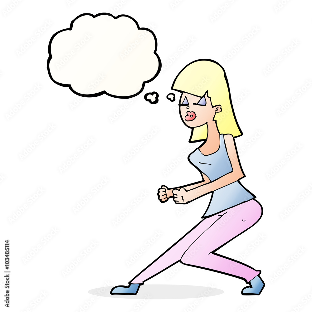 cartoon crazy dancing girl with thought bubble cartoon crazy dancing girl with thought bubble